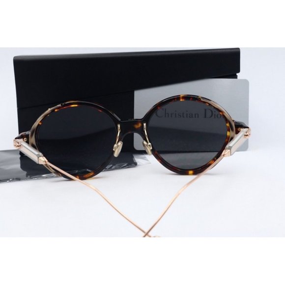 New Christian Dior Umbrage 0X3 HM3 Round Havana Gold Sunglasses Pink Len… - Picture 5 of 12